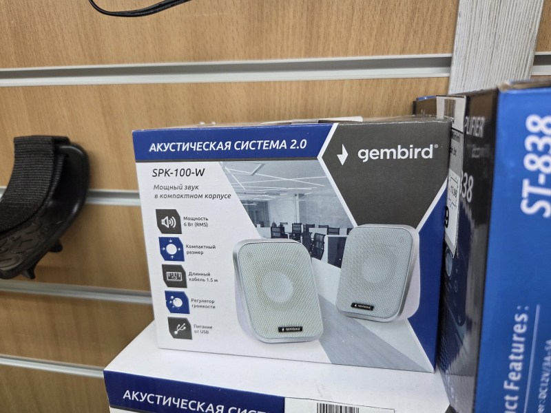 Колонки . Gembird SPK-100-W, 2*3Вт